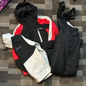 Columbia Kids Puffer Jacket and Bib Set - Red, Black, White